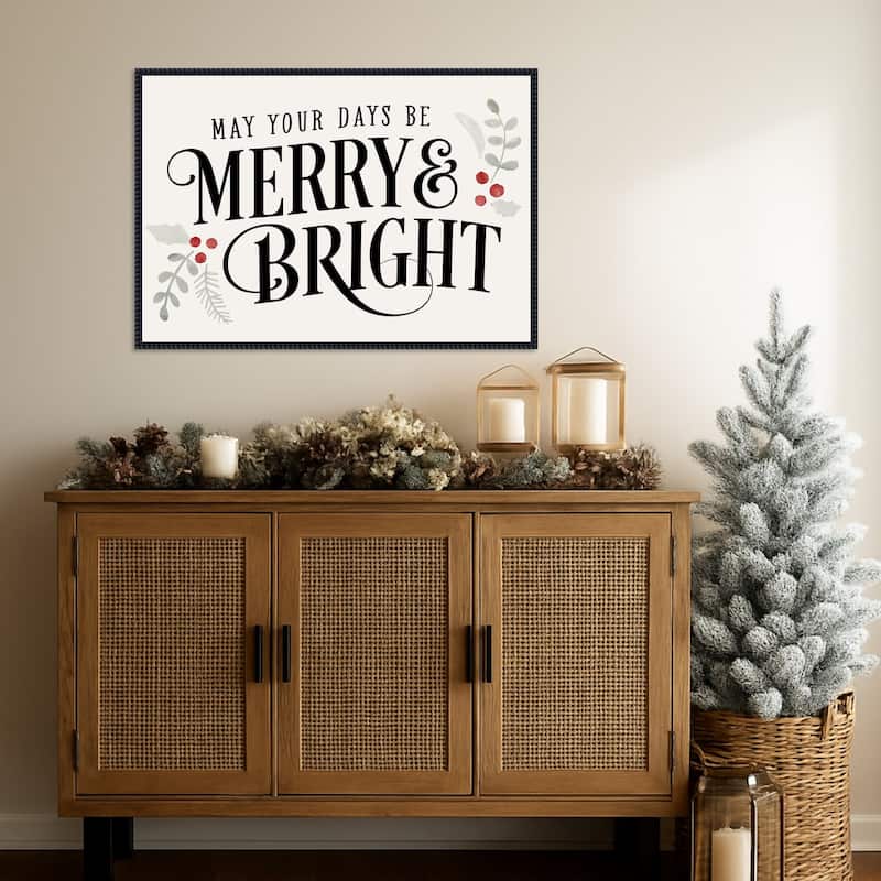 Merry Sentiment II by Victoria Barnes (33 x 23 in.), Framed Canvas Wall Art Print - Sylvie Beaded Black