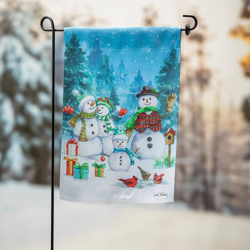 12.5 in. x 18 in. Snowman Family Suede Garden Flag