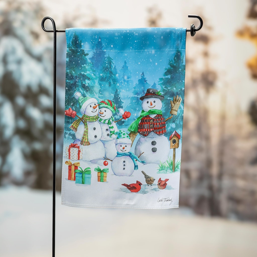 12.5 in. x 18 in. Snowman Family Suede Garden Flag