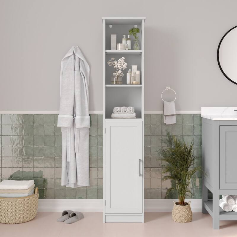 Freestanding Bathroom Storage Tall Linen Tower Storage Organizer - White