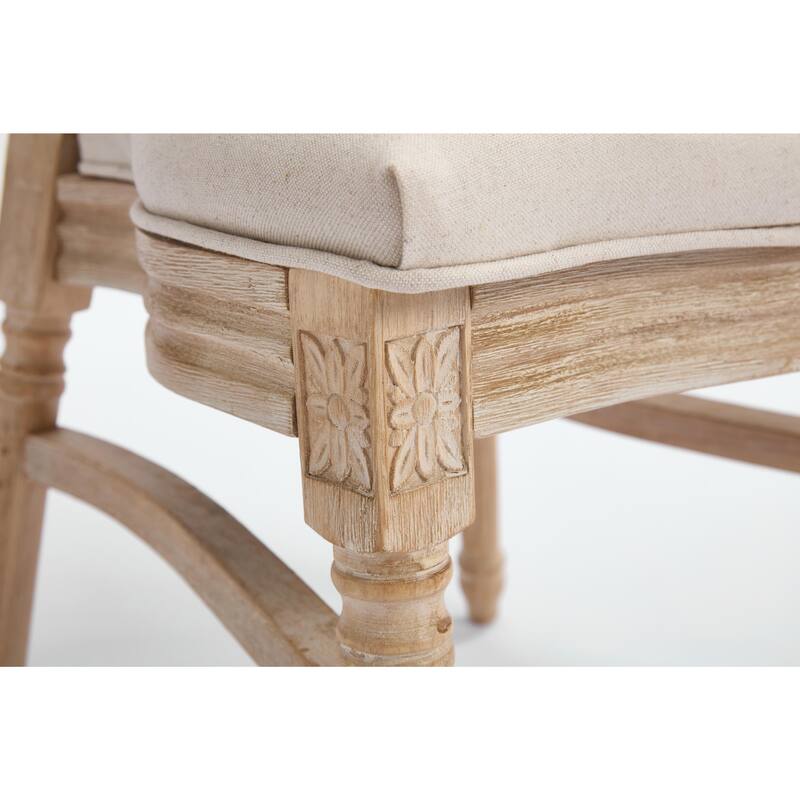 Set of 2 French Country Dining Chairs, Upholstered with Natural Rattan Round Back