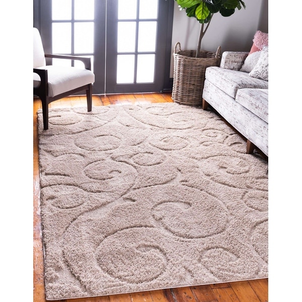 Unique Loom Carved Floral Shag Area Rug. Opens flyout.