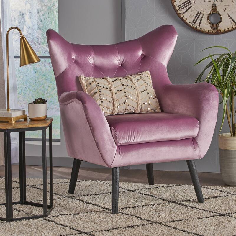 Lavender 34.25" Velvet Arm Chair - Lavender