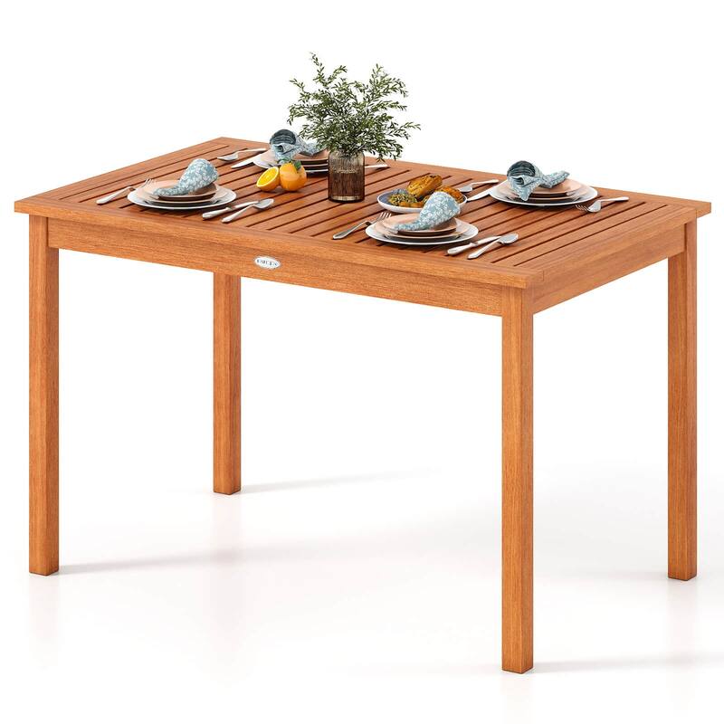 Costway 48 Inches Outdoor Dining Table for 4-6 People with Slatted - See Details - Natural