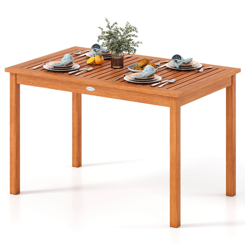 Costway 48 Inches Outdoor Dining Table for 4-6 People with Slatted - See Details