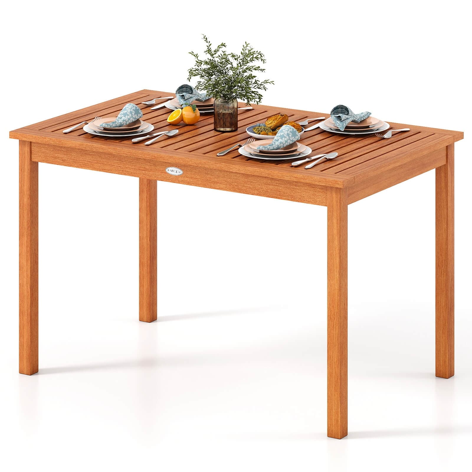 Costway 48 Inches Outdoor Dining Table for 4-6 People with Slatted - See Details