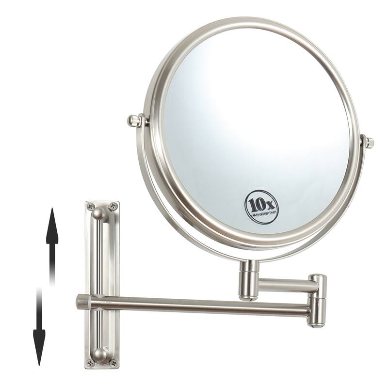 Hansabenne 8" x 8" Height Adjustable Wall Mirror Makeup Mirror Magnifying Vanity Mirror