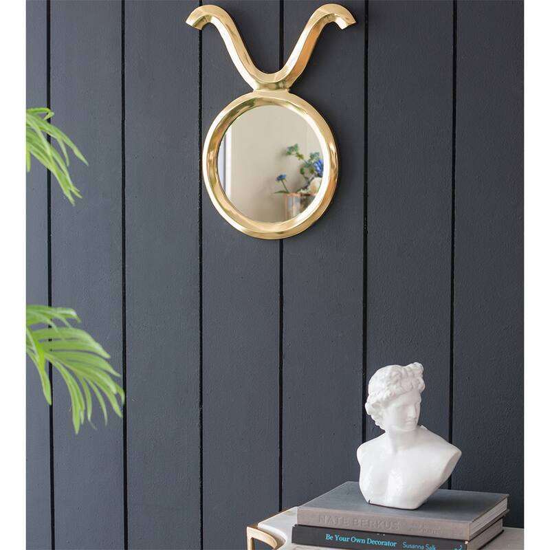 Modern Gold Round Mirror with Aluminum Frame Wall Decor for Entryway