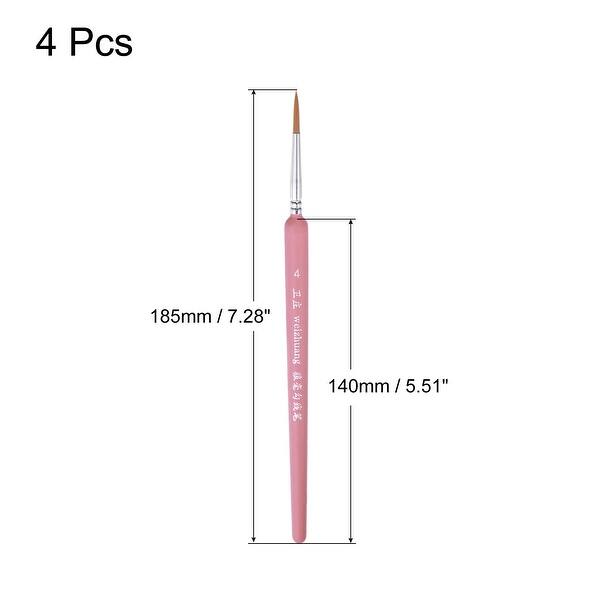 slide 3 of 6, Detailing Paint Brush 0.57" Bristle Length with Pink Wood Handle 4Pcs Pink