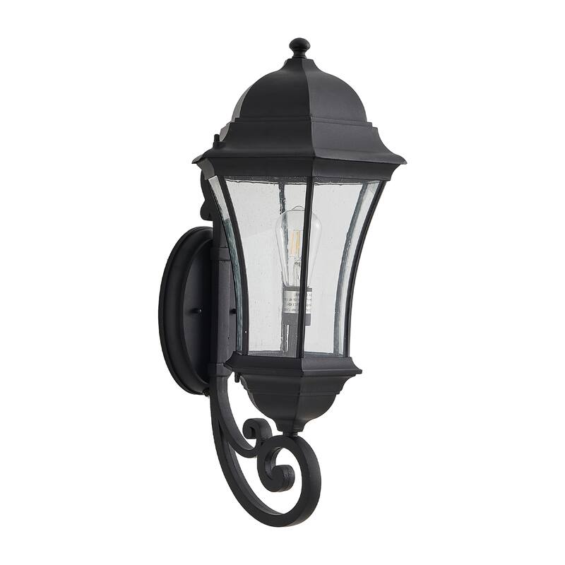 27" Outdoor Wall Lantern with Dusk-Dawn Sensor & Bubble Glass, 1-Pack