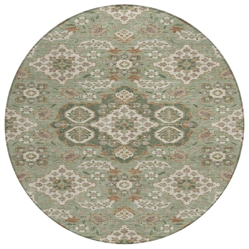 HomeRoots Medallion Traditional Rectangle Outdoor Rug