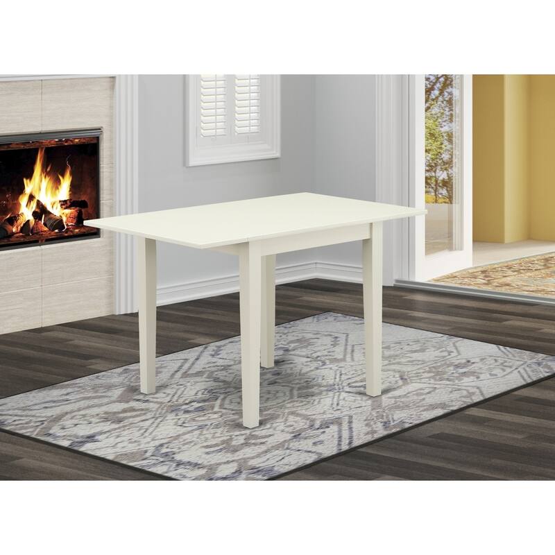 Rectangular Dining Table with Drop Leaves - 30x48 Inch Linen White Kitchen Table - 54