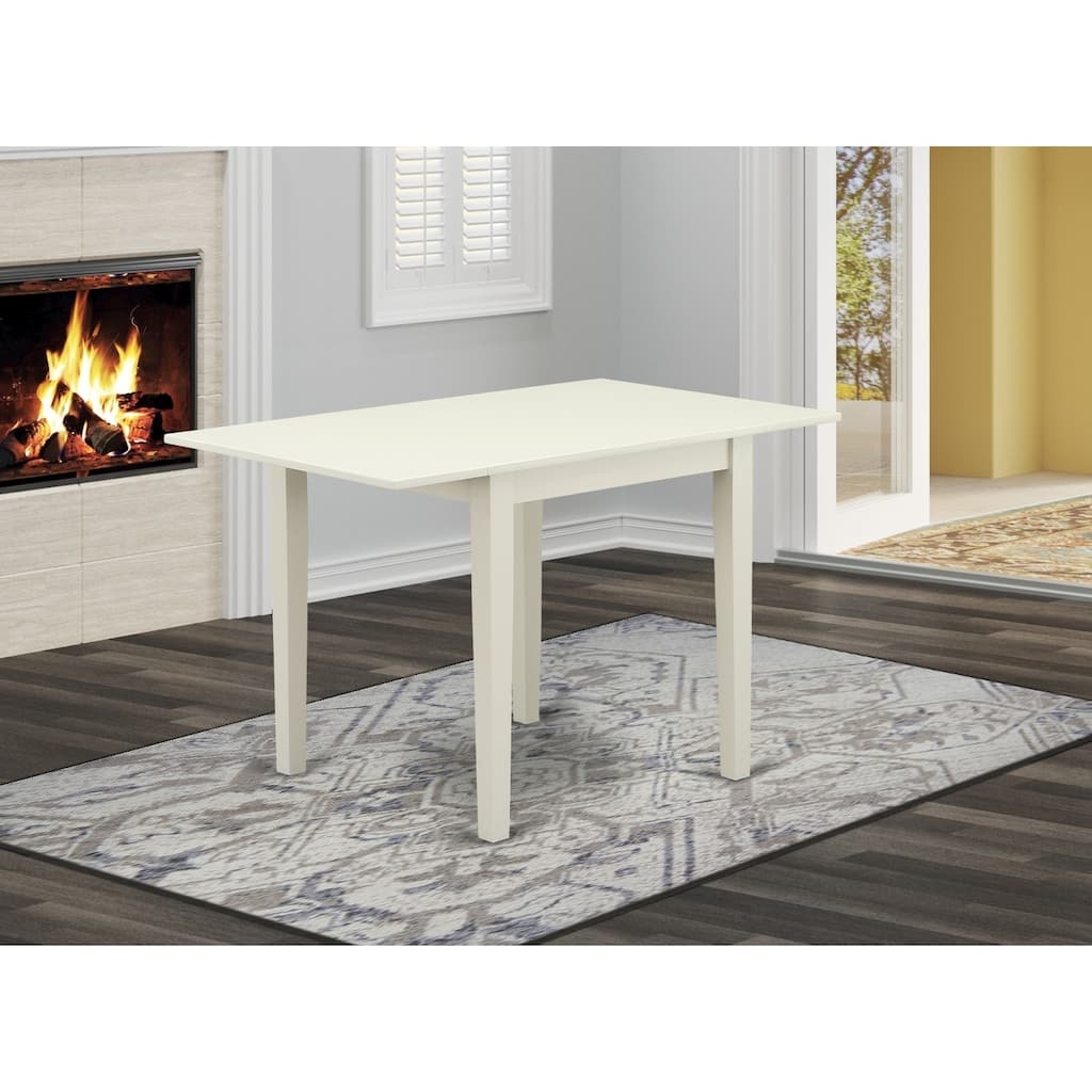 Rectangular Dining Table with Drop Leaves - 30x48 Inch Linen White Kitchen Table - 54