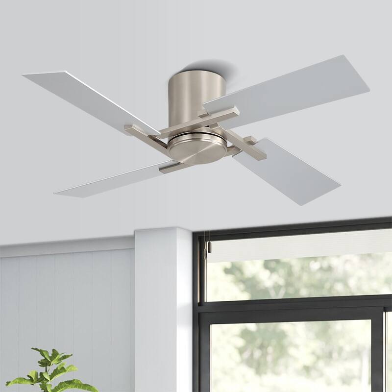 48Inch 4 Two-color Fan Blades Dc Motor Indoor Ceiling Fan With Remote - Nickel - 48"