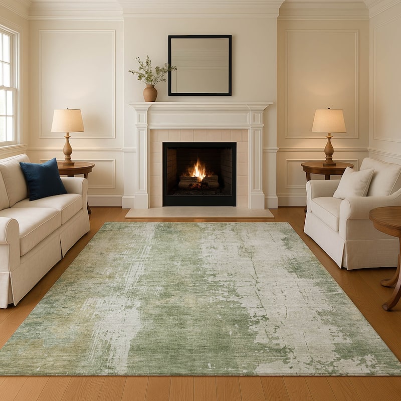 Premium Washable Super Soft Abstract Modern Mayfield Rug - Sage - 10' x 14'