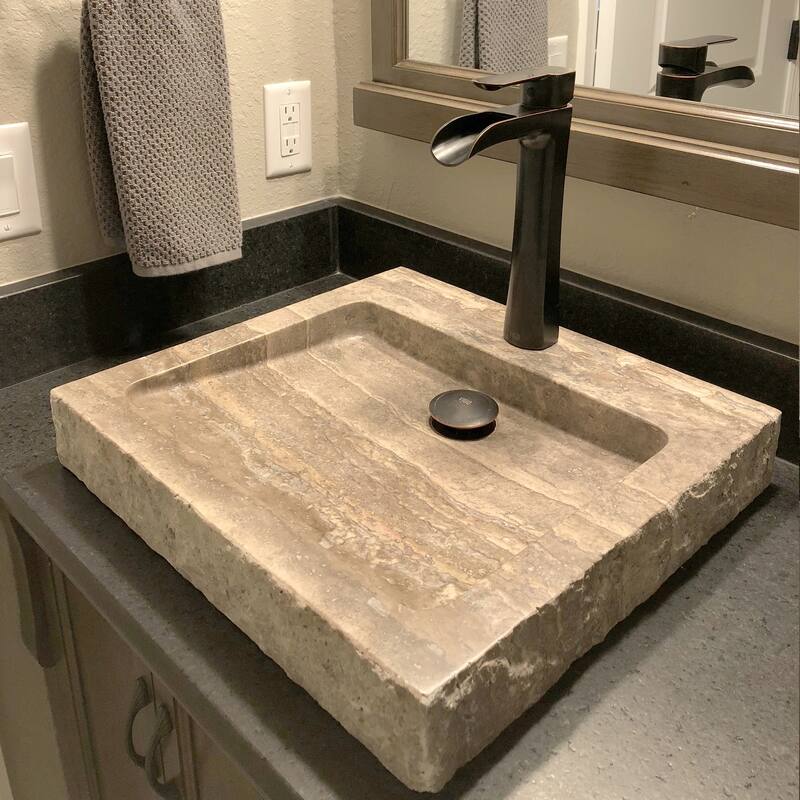 AA Warehousing Anthony Travertine Rectangular Sink