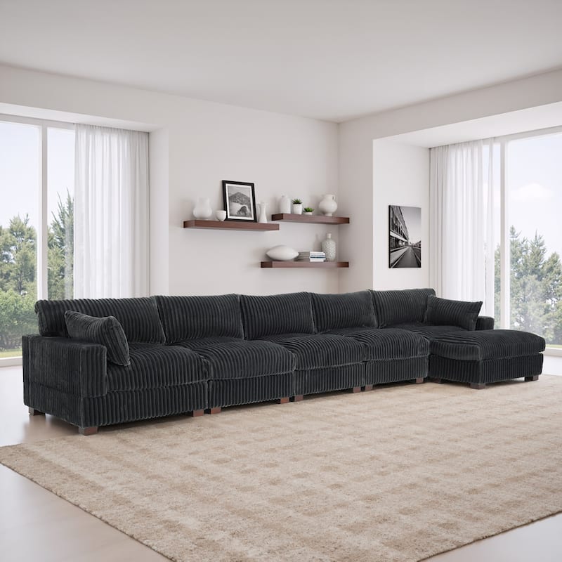 Oversized Plush Modular Sectional Sofa Couch with Ottoman