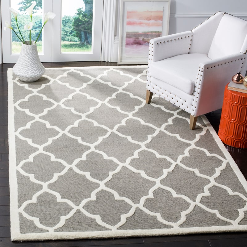 SAFAVIEH Handmade Cambridge Tinca Modern Moroccan Wool Rug - 3' x 5' - Dark Grey/Ivory