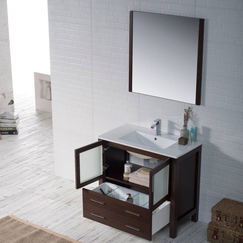Blossom Solid Wood Double Bathroom Vanity w/ Ceramic Sink & Base