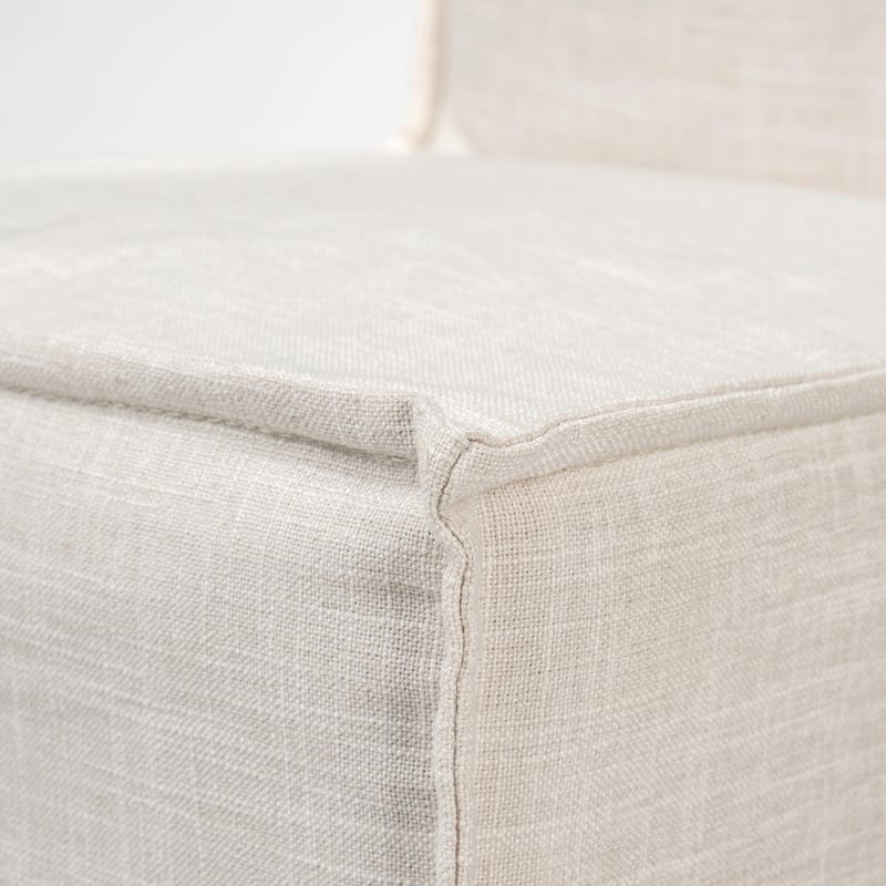Elbert I Cream Fabric Slip-Cover w/ Brown Solid Wood Base Dining Chair (Set of 2) - 19.3"W x 21.8"D x 35.3"H