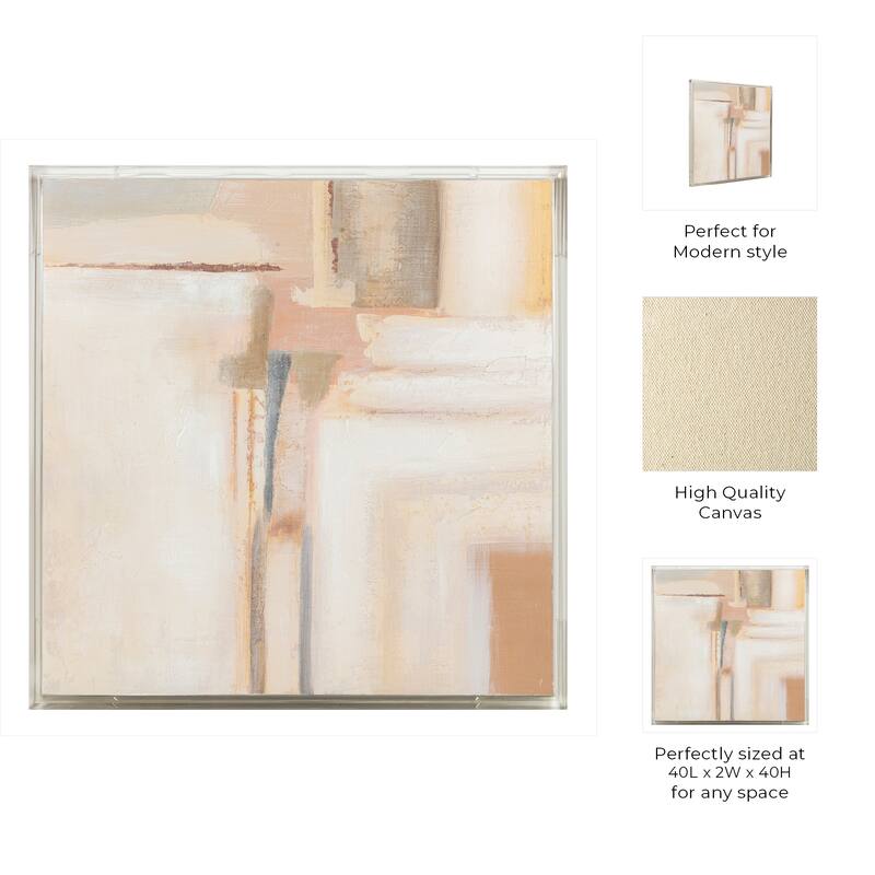 Canvas Wall Art Wood Frame Abstract Textured Design - 40" Multi
