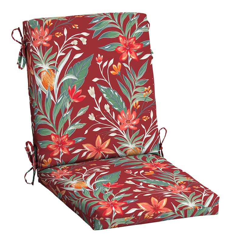 ARDEN earthFIBER Outdoor Dining Chair Cushion 20 x 20 - Luau Red Tropical Floral