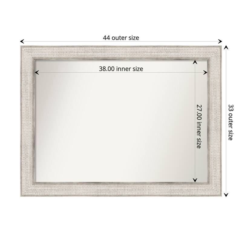 Non-Beveled Wood Bathroom Wall Mirror - Trellis Silver Frame - Trellis Silver - 44 x 33 in