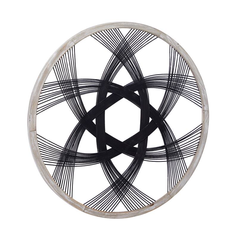 Wood Geometric Woven Wall Decor - Black - Roche River Decor