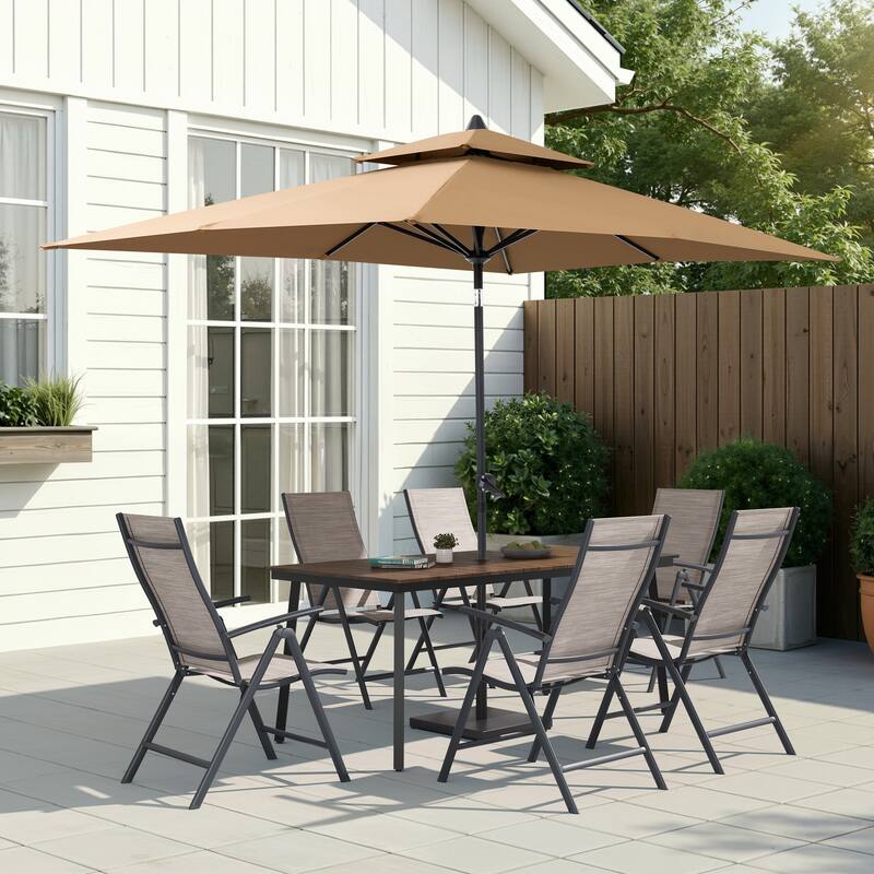 2/4/6-piece Folding Patio Chair Set Outdoor Adjustable Dining Chairs - Espresso - 6PC