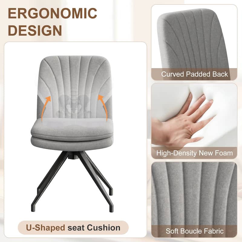 Javlergo Office Chair No Wheels Upholstered Desk Chair with Metal Legs Modern Vanity Chair Computer Task Chair for Home Office