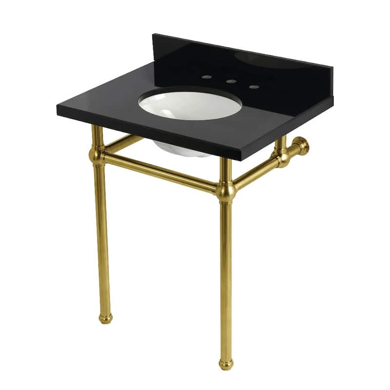 Kingston Brass KVPK30KB-T-SET Templeton 30" Rectangular Brass, Granite - Black Granite / Brushed Brass