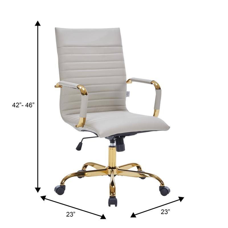 LeisureMod Harris Leatherette Office Chair With Gold Frame - Grey - 23"Dx23"Wx46"H