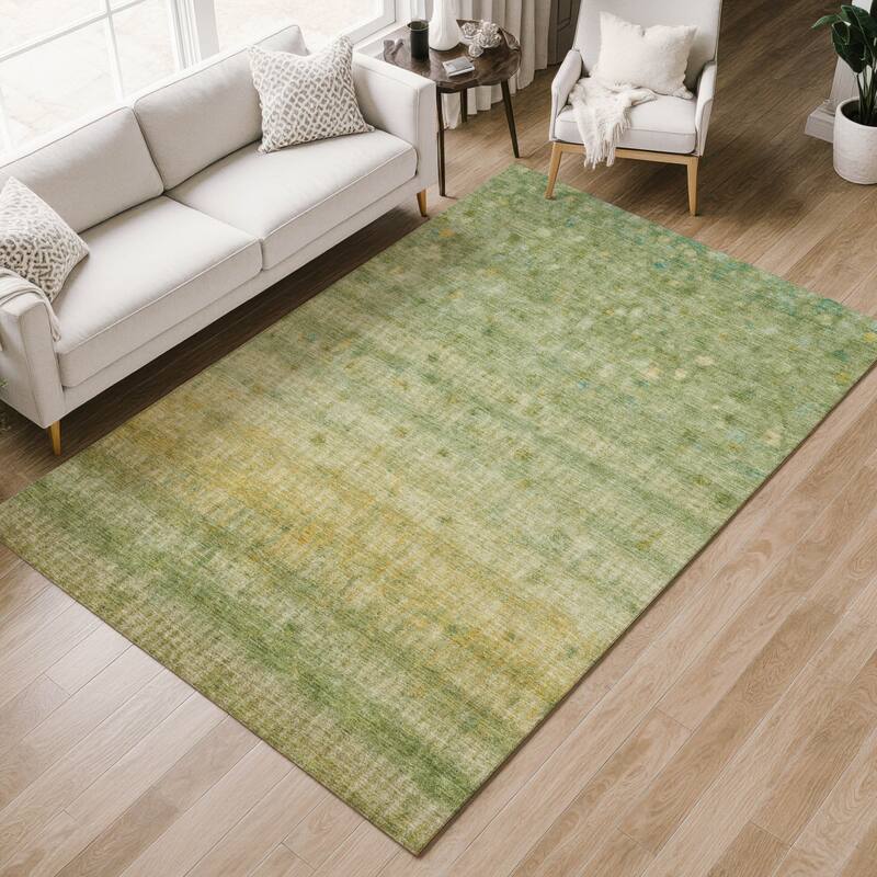 Machine Washable Indoor/ Outdoor Ombre Stripes Chantille Rug