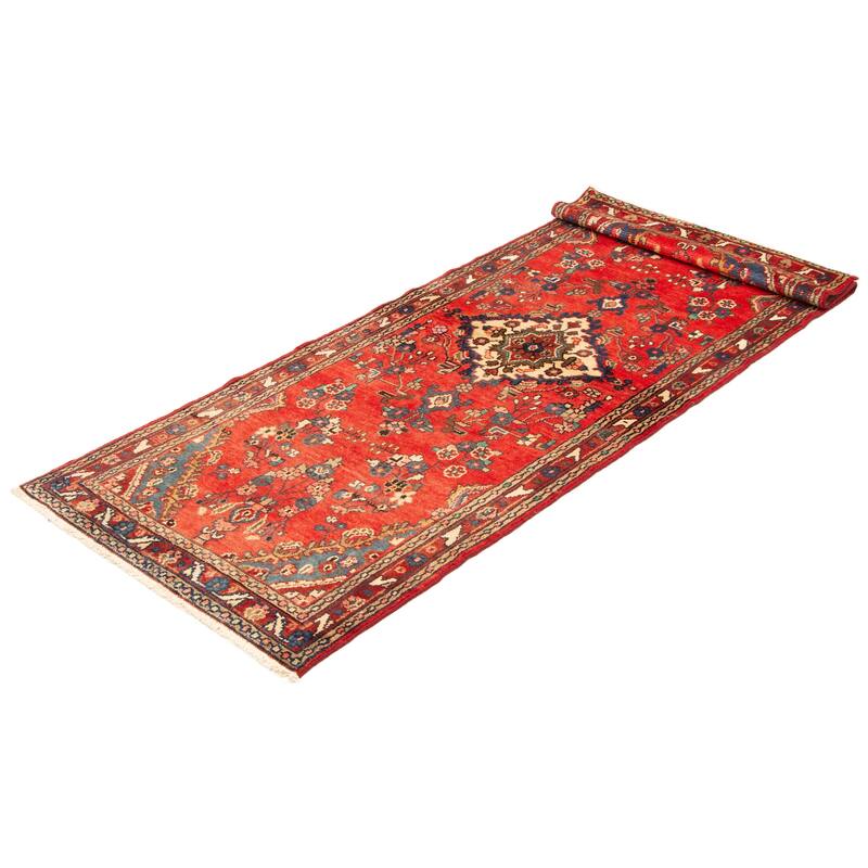 ECARPETGALLERY Hand-knotted Andelz Red Wool Rug - 3'6 x 9'9