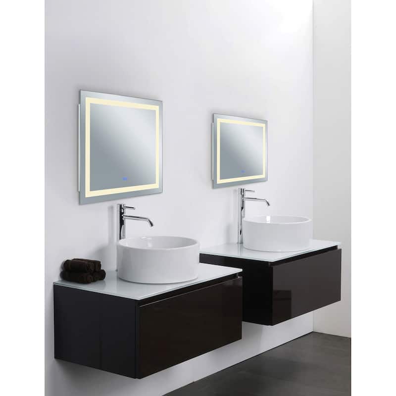 36" x 36" Abril Matte White Square LED Wall Mirror