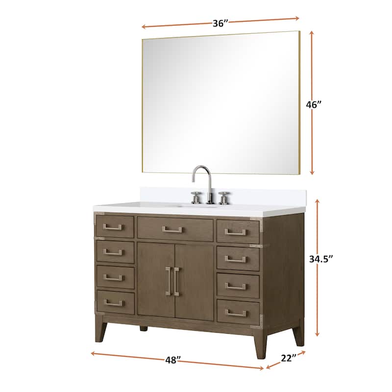 Laurel 48 in W x 22 in D Black Oak Single Bath Vanity and Cultured Marble Top