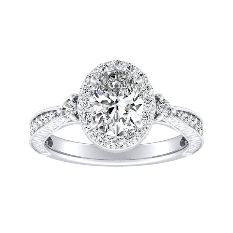 Auriya Platinum Vintage Oval Halo Diamond Engagement Ring 5/8ctw (I-J, I1-I2)