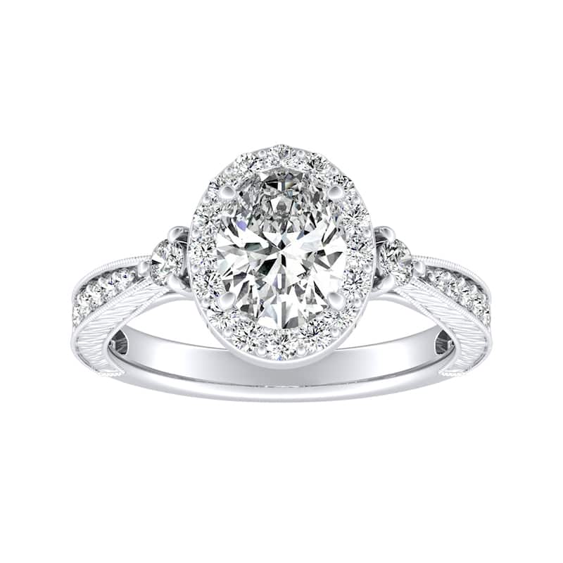 Auriya 18k Gold Vintage Oval Halo Diamond Engagement Ring 3/4ctw (I-J, I1-I2) - White - 6.5