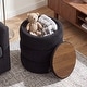 preview thumbnail 16 of 26, Adeco 16" Round Upholstered Storage Ottoman with Wood Lid