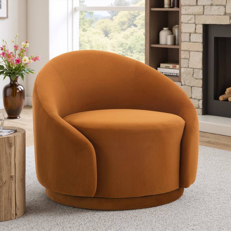 35" Wide 360-Degree Swivel Accent Barrel Chair