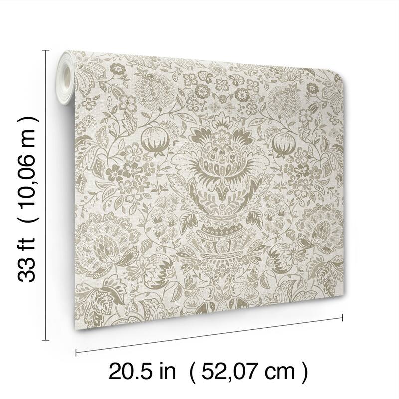 A-Street Prints Blanche Neutral Floral Damask Wallpaper