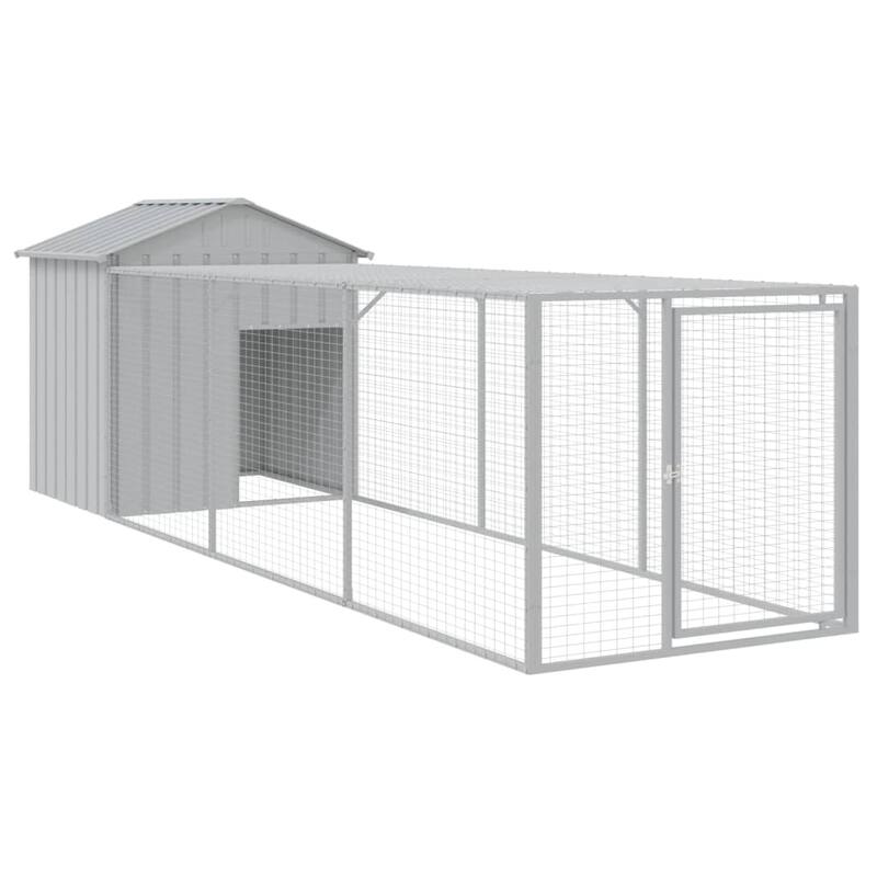 vidaXL Chicken Cage with Run Light Gray/Anthracite multisize Galvanized Steel