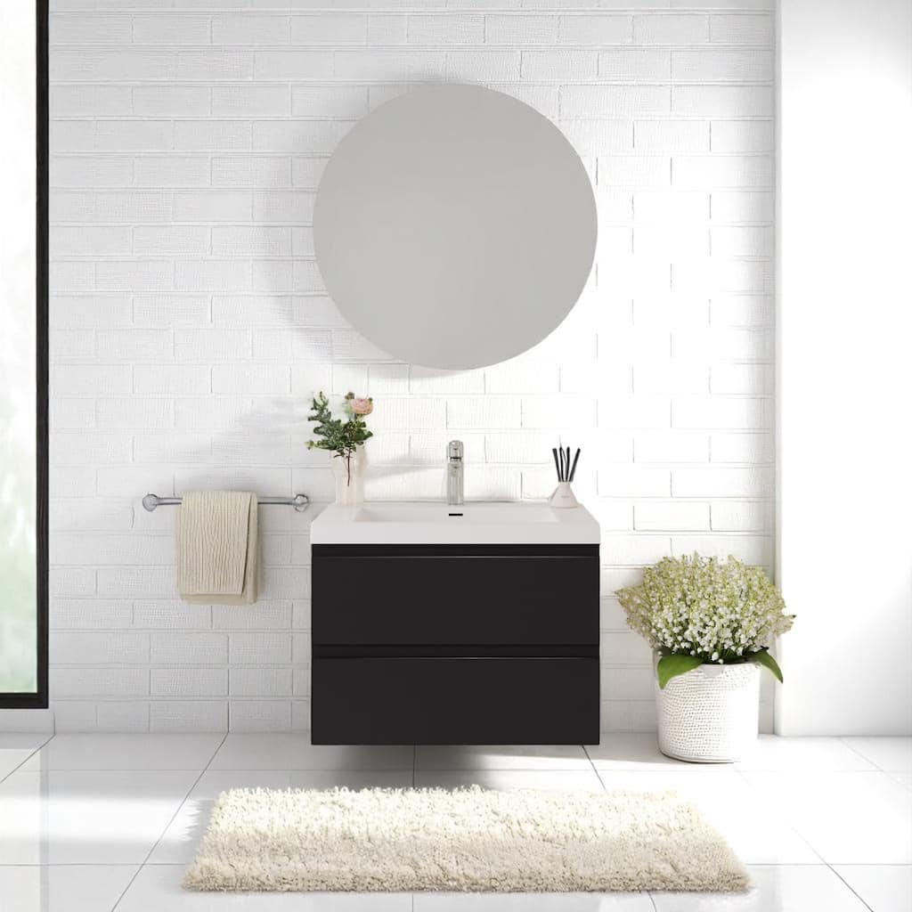 30" Wall-Mounted Bathroom Vanity with Resin Sink - Floating Bathroom Cabinet with Soft-Close Hinges,Floating Vanity Cabinet