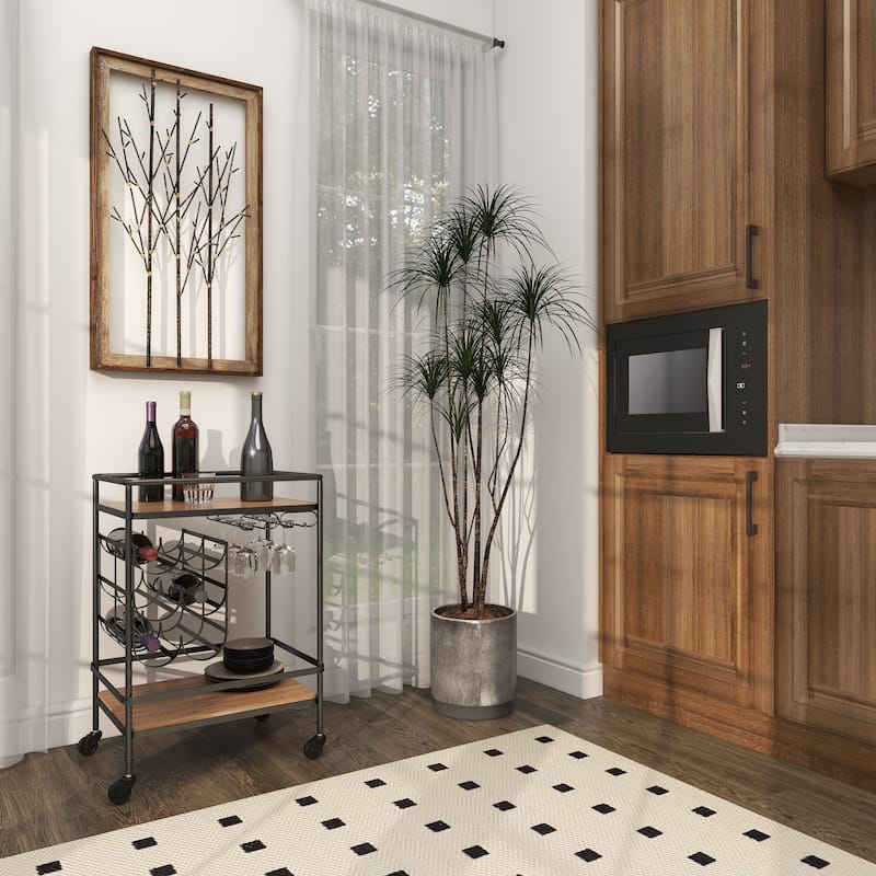 Metal Contemporary Bar Cart with Wheels