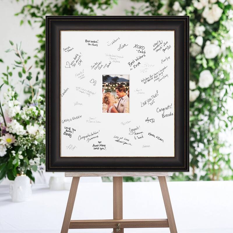 Trio Signature Mat Picture Frame - Autograph Photo Frame Guest Book Alternative for Weddings, Graduations, or Retirement - 5x7 - Trio Oil Rubbed Bronze