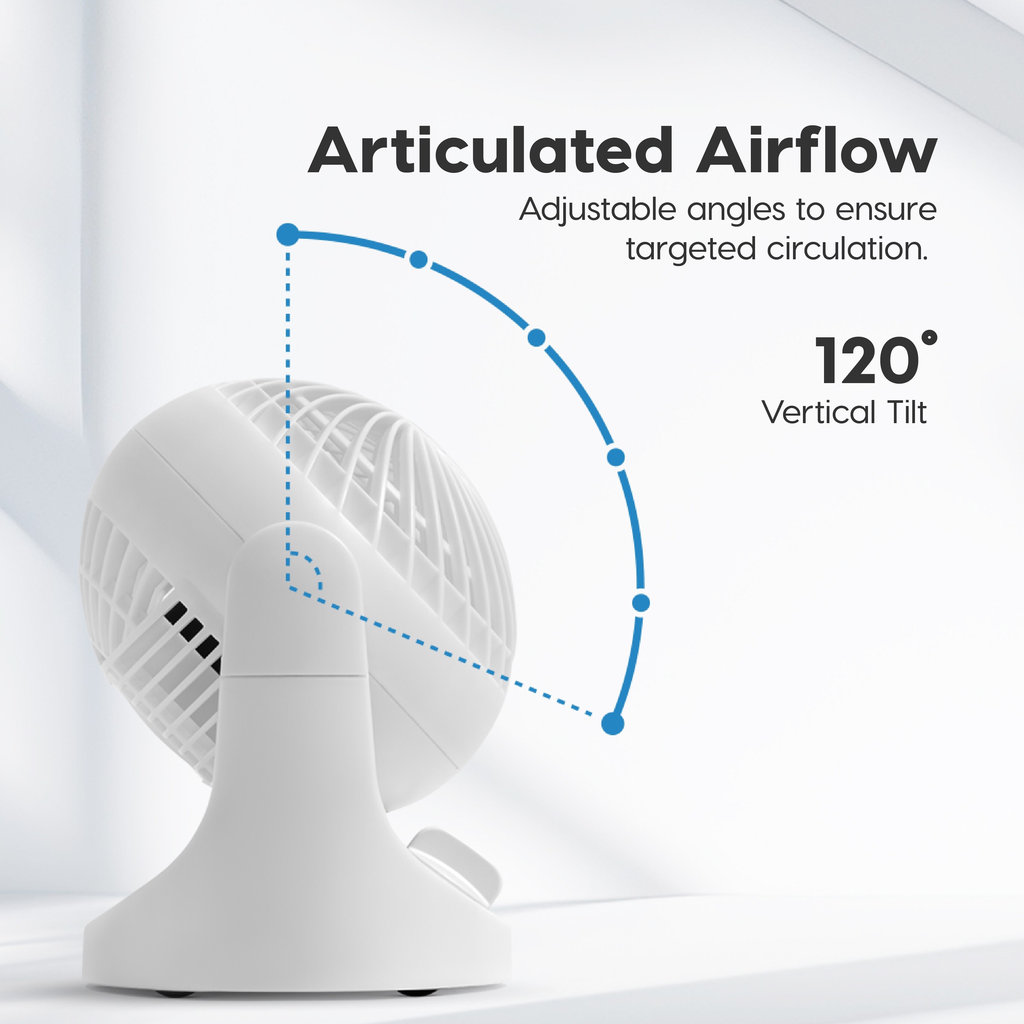 WOOZOO Mini Desktop Fan Adjustable Tilt, 3 Speeds, 3 in. Fan