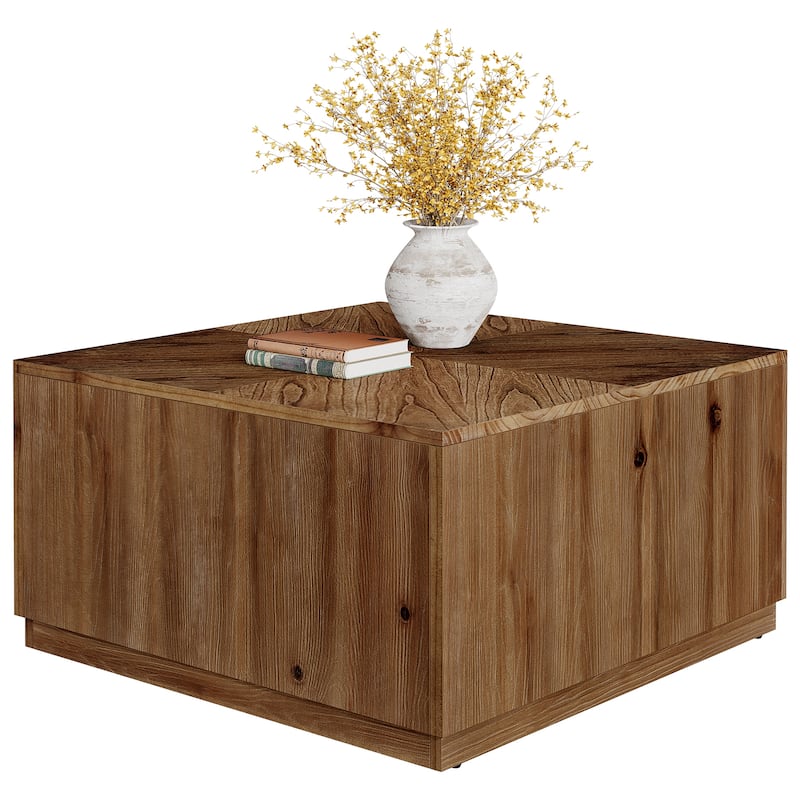 Solid Wood Coffee Table for Living Room, Farmhouse Square Accent Center Cocktail Table