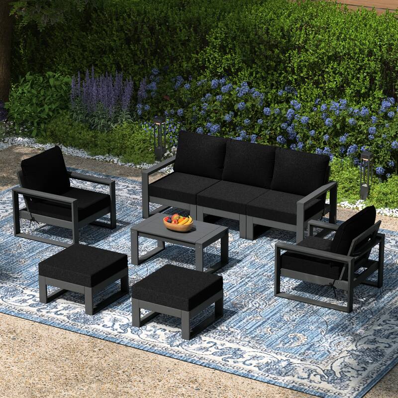 Endless Patio Sectional 8-Piece Lounge Sofa Set with Gray Frame