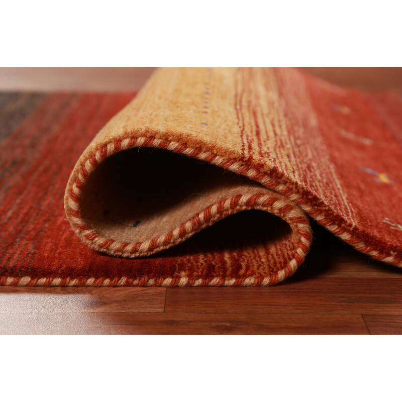 Hand Knotted Oriental 100% Wool Carpet Tribal Animal Pictorial Oranges & Rust Gabbeh Area Rug - 4' 11'' X 3' 2''