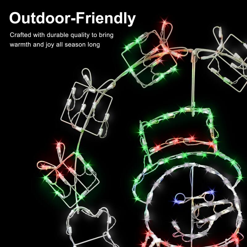 Puleo International 5' 2D Outdoor Snowman with 222 Multi-Color-Color LED Lights - White